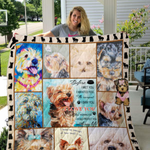 The Moment I Saw You, I Love You Yorkie Quilt Blanket