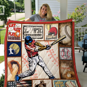 Born To Be Baseball Star Quilt Blanket
