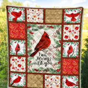 Red Bird I'm Always With You Quilt Blanket Great Customized Blanket Gifts For Birthday Christmas Thanksgiving