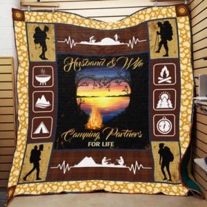 Husband And Wife Camping Partners For Life Quilt Blanket Great Customized Blanket Gifts For Birthday Christmas Thanksgiving