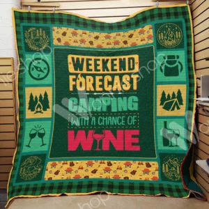 Camping Wine Quilt Blanket