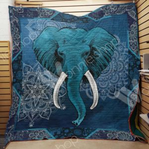 Elephant Blue Mandala Pattern Quilt Blanket Great Customized Gifts For Birthday Christmas Thanksgiving Perfect Gifts For Elephant Lover