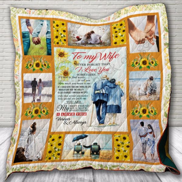 Personalized Sunflower To My Wife From Husband How Much You Mean To Me Quilt Blanket Great Customized Gifts For Birthday Christmas Thanksgiving Wedding Valentine's Day Perfect Gifts For Sunflower Lover