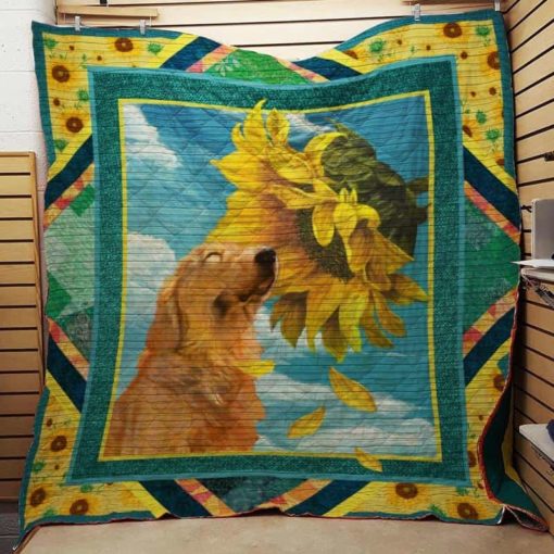Golden Retriever Sunflower Quilt Blanket Great Customized Blanket Gifts For Birthday Christmas Thanksgiving