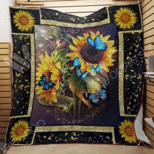 Butterfly Sunflower Quilt Blanket