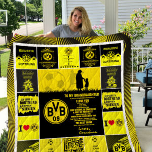 Borussia Dortmund To My Granddaughter From Grandmom Remember How Much I Love You Quilt Blanket Great Customized Gifts For Birthday Christmas Thanksgiving Perfect Gifts For Soccer Lover
