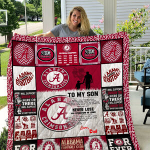 Alabama Crimson Tide – To My Son – Love Dad Quilt Blanket