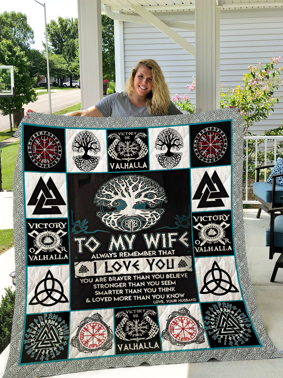 To My Wife Quilt Blanket 