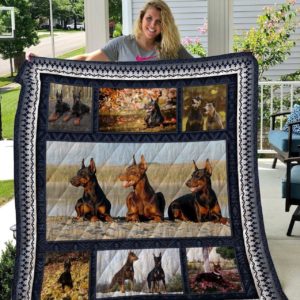 Doberman By The Lake Quilt Blanket Great Customized Blanket Gifts For Birthday Christmas Thanksgiving