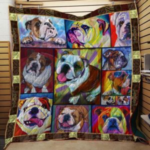 The Colorful Bulldog Dog Quilt Blanket Great Customized Blanket Gifts For Birthday Christmas Thanksgiving