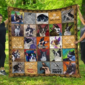 All I Need Is Love And Boston Terrier Quilt Blanket Great Customized Blanket Gifts For Birthday Christmas Thanksgiving