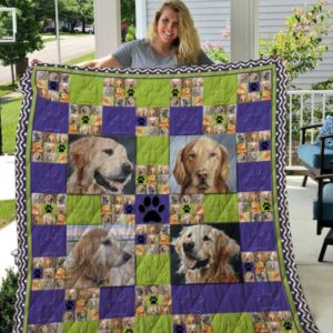 Golden Retriever Paw Prints Quilt Blanket Great Customized Blanket Gifts For Birthday Christmas Thanksgiving