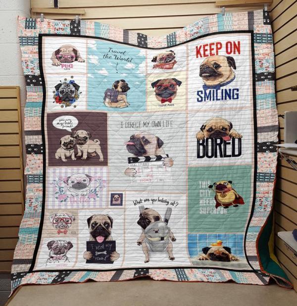 Pugs I Direct My Own Life Quilt Blanket Great Customized Blanket Gifts For Birthday Christmas Thanksgiving