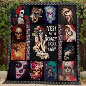Crazy Skull Lady Quilt Blanket Great Customized Gifts For Birthday Christmas Thanksgiving Perfect Gifts For Skull Lover