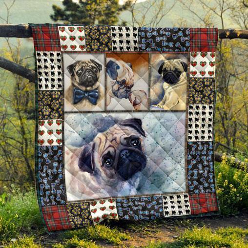 Cute Pug Pets Dog Quilt Blanket Great Customized Blanket Gifts For Birthday Christmas Thanksgiving