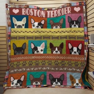 Boston Terrier Head Quilt Blanket Great Customized Blanket Gifts For Birthday Christmas Thanksgiving