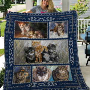 Cat And Kitties Quilt Blanket Great Customized Gifts For Birthday Christmas Thanksgiving Perfect Gifts For Cat Lover