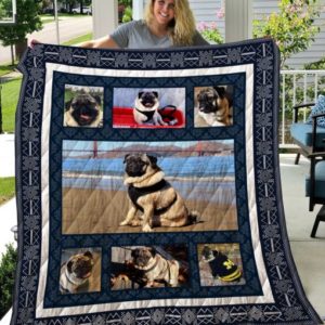 Pug On The Beach Quilt Blanket Great Customized Blanket Gifts For Birthday Christmas Thanksgiving