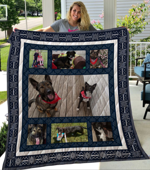German Shepherd With Family Quilt Blanket Great Customized Blanket Gifts For Birthday Christmas Thanksgiving