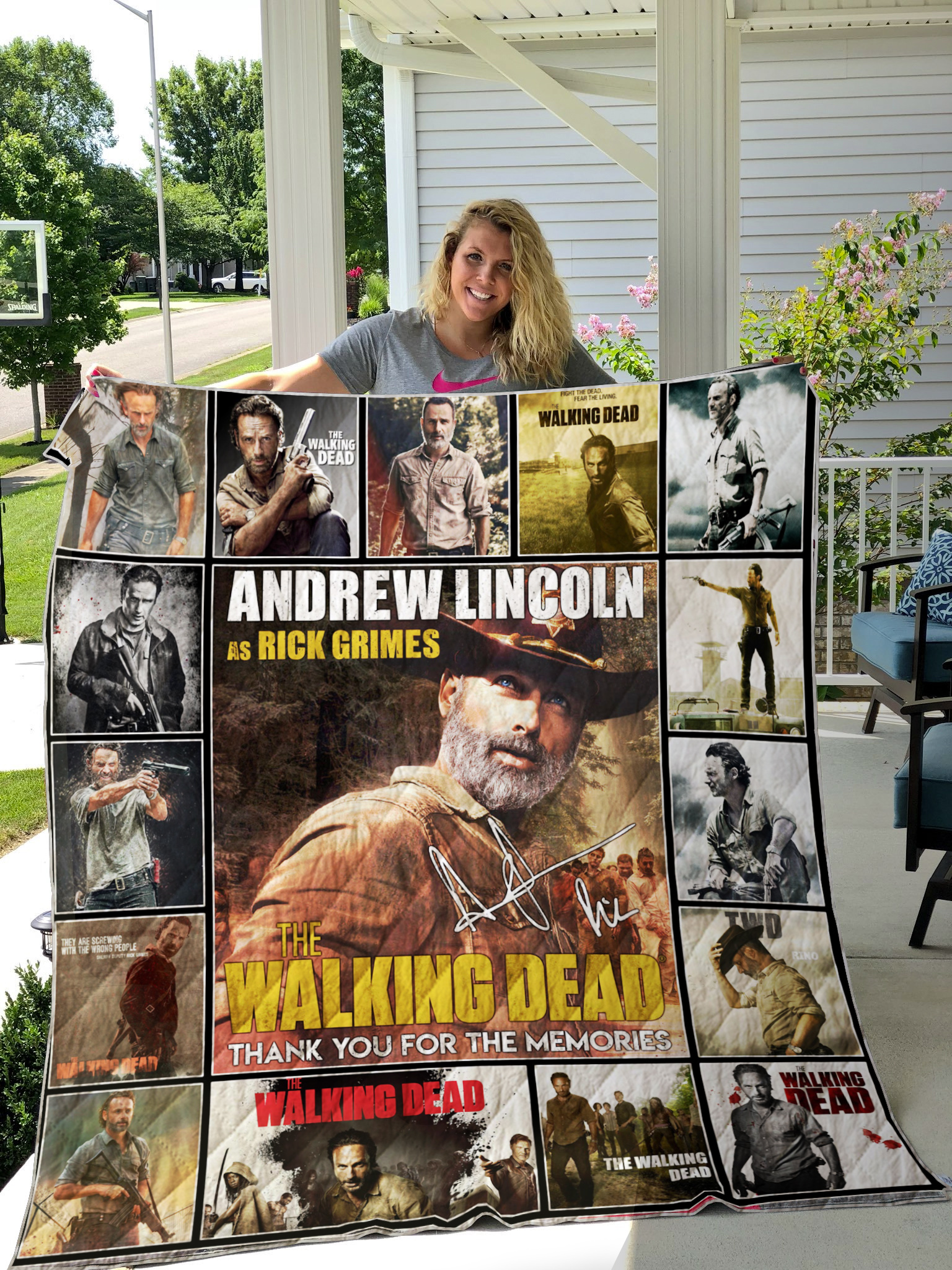 New The Walking Dead Rick Grimes Fleece Throw Gift Blanket Zombie Andrew Lincoln 