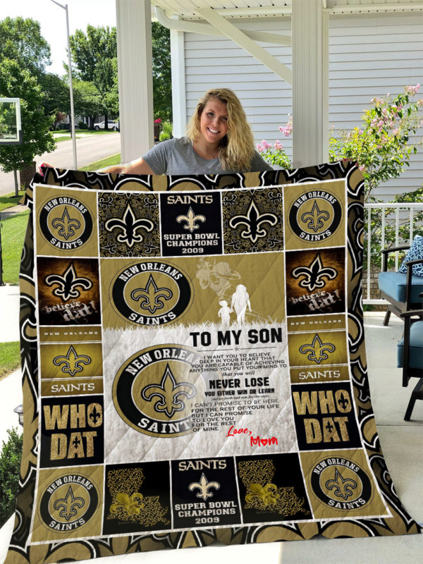 New Orleans Saints – To My Son – Love Mom Quilt Blanket