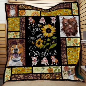Pitbull Sunflower You Are My Sunshine Quilt Blanket Great Customized Blanket Gifts For Birthday Christmas Thanksgiving