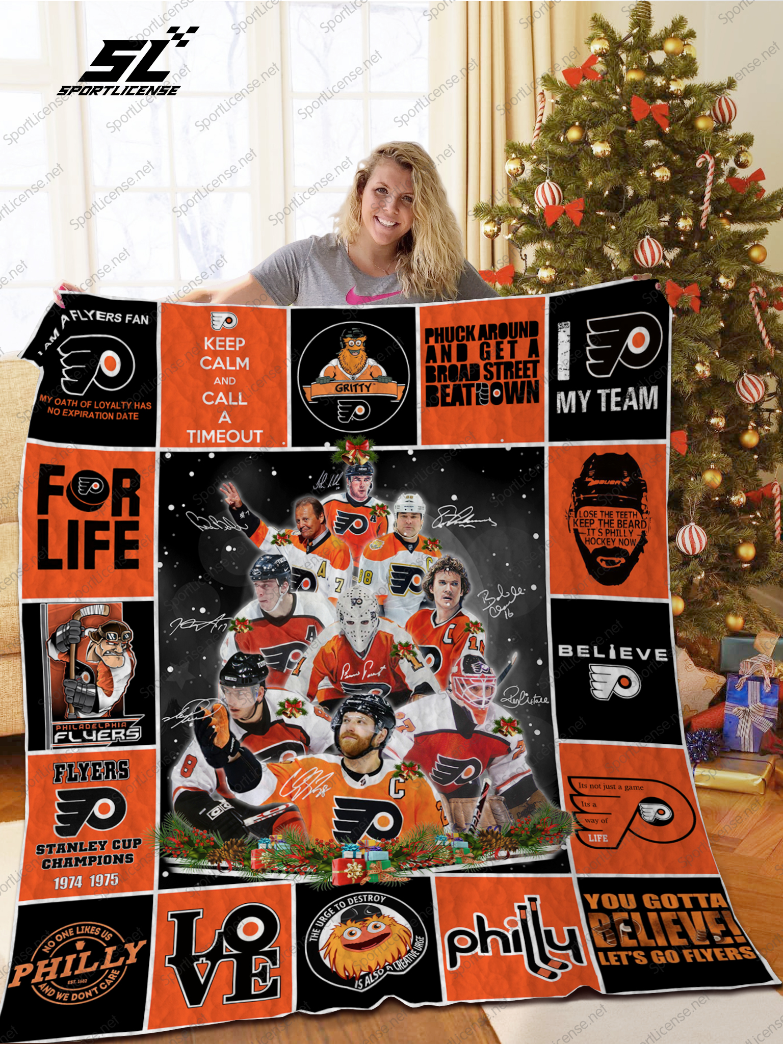 H Philadelphia Flyers Christmas Quilt Blanket Doveprints