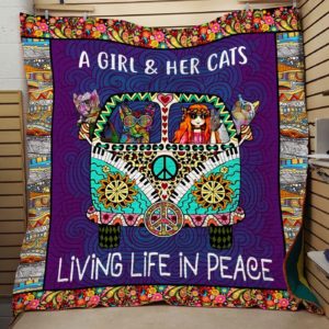 Bc – A Girl And Her Cats Quilt Blanket