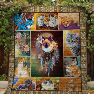 Adorable Cat Dreamcatcher Quilt Blanket Great Customized Gifts For Birthday Christmas Thanksgiving Perfect Gifts For Cat Lover
