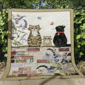 Cats Sitting On The Wall Quilt Blanket Great Customized Gifts For Birthday Christmas Thanksgiving Perfect Gifts For Cat Lover