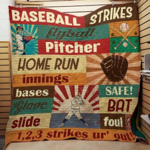 Baseball Pitcher Home Run Glove Quilt Blanket Great Customized Gifts For Birthday Christmas Thanksgiving Perfect Gifts For Baseball Lover