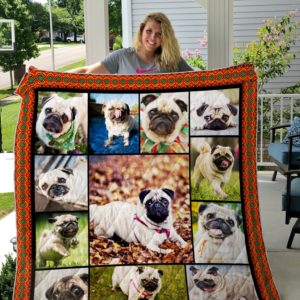 Pug Going Outside Quilt Blanket Great Customized Blanket Gifts For Birthday Christmas Thanksgiving