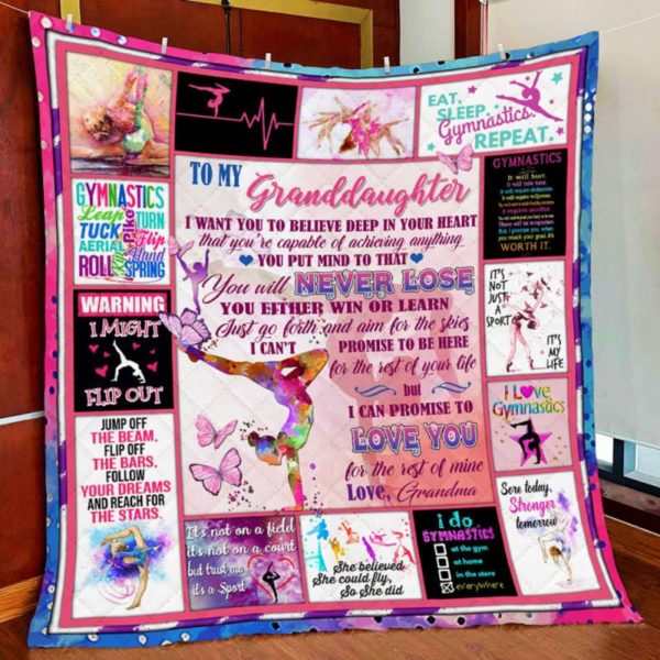 Personalized Gymnastics To My Granddaughter From Grandma I Want You To Believe Quilt Blanket Great Customized Gifts For Birthday Christmas Thanksgiving