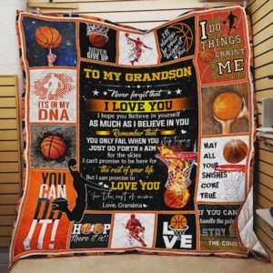 Personalized Basketball To My Grandson Quilt Blanket From Grandma Never Forget That I Love You Great Customized Blanket Gifts For Birthday Christmas Thanksgiving