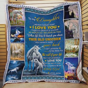 Personalized Unicorn To My Daughter Quilt Blanket From Mom Never Forget That I Love You Great Customized Blanket Gifts For Birthday Christmas Thanksgiving