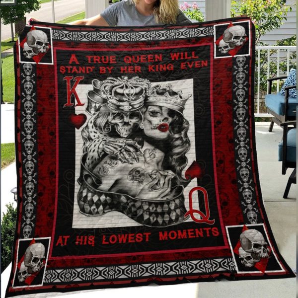 Skull Husband And Wife At His Lowest Moment Quilt Blanket Great Customized Gifts For Birthday Christmas Thanksgiving Wedding Valentine's Day