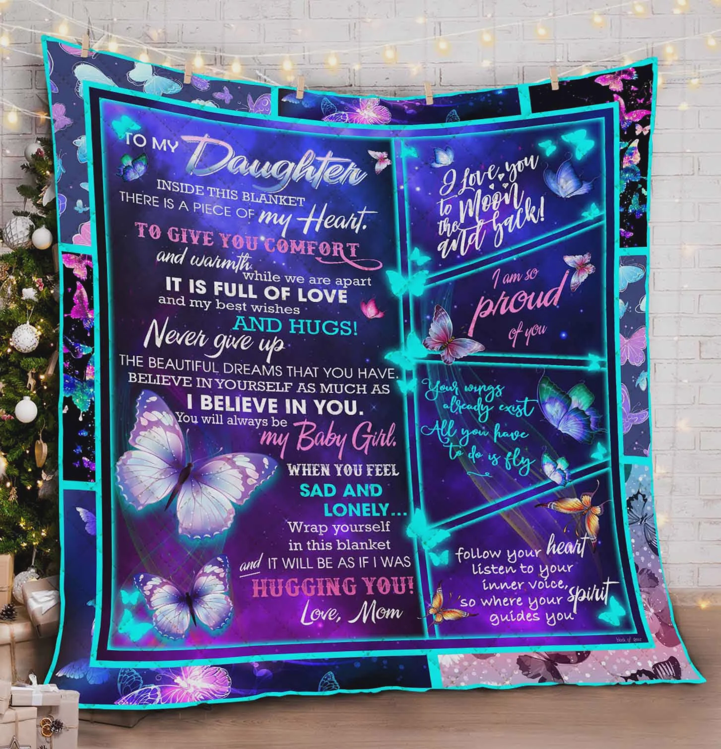 Personalized To My Daughter From Mom Butterfly Blanket Daughter Birthday Gift