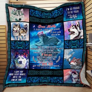 Personalized Husky To My Husband Quilt Blanket From Wife I Love You To The Moon And Back Great Customized Blanket Gifts For Birthday Christmas Thanksgiving