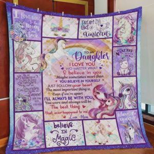 Personalized Unicorn To My Daughter Quilt Blanket From Mom You Were And Always Will Be The Best Thing That Ever Happened To Me Great Customized Blanket Gifts For Birthday Christmas Thanksgiving