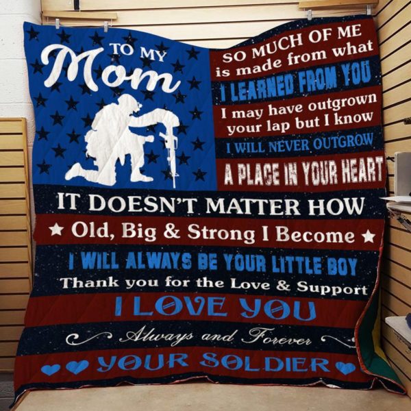 Personalized Soldier To My Mom From Son I Love You Always And Forever Quilt Blanket Great Customized Gifts For Birthday Christmas Thanksgiving Mother's Day
