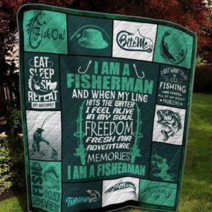 I am A Fisherman Eat Sleep Fish Repeat Quilt Blanket Great Customized Blanket Gifts For Birthday Christmas Thanksgiving
