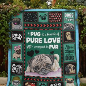 A Pug Is A Bundle Of Pure Love Quilt Blanket Great Customized Blanket Gifts For Birthday Christmas Thanksgiving