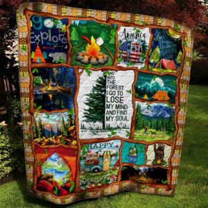 Camping Into The Forest I Go To Lose My Mind and Find My Soul Quilt Blanket Great Customized Blanket Gifts For Birthday Christmas Thanksgiving