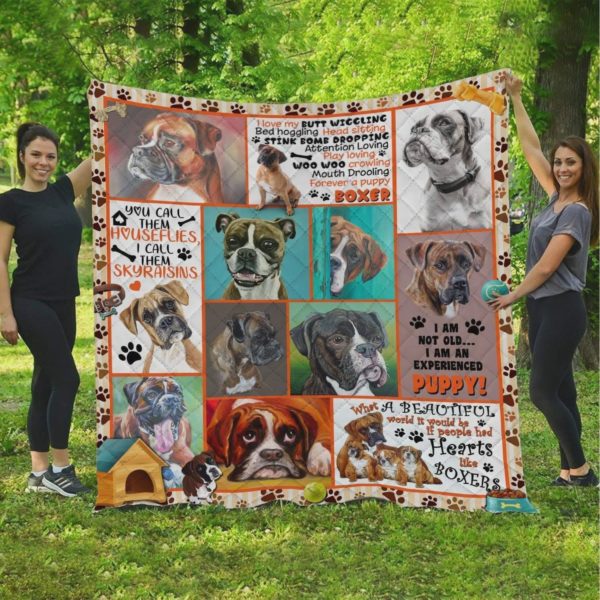 Boxer I'm Not Old I'm An Experienced Puppy Quilt Blanket Great Customized Blanket Gifts For Birthday Christmas Thanksgiving