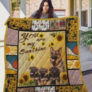 German Shepherd Sunflower You Are My Sunshine Quilt Blanket Great Customized Blanket Gifts For Birthday Christmas Thanksgiving
