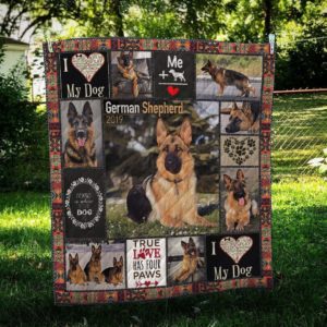Personalized German Shepherd True Love Has Four Paws Quilt Blanket Great Customized Blanket Gifts For Birthday Christmas Thanksgiving