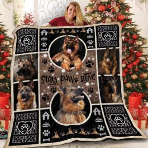 German Shepherd Stay Paw-sitive Quilt Blanket Great Customized Blanket Gifts For Birthday Christmas Thanksgiving