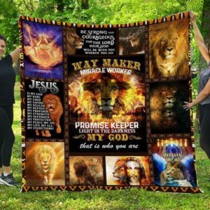 Jesus Lion Light In The Darkness My God That Is Who You Are Quilt Blanket Great Customized Blanket Gifts For Birthday Christmas Thanksgiving