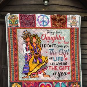 Personalized Colorful Hippie Style To My Daughter-In-Law Quilt Blanket Life Gave Me The Gift Of You Great Customized Blanket Gifts For Birthday Christmas Thanksgiving