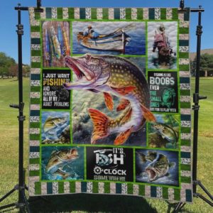 I Just Want To Go Fishing And Ignore All Of My Adult Problems Quilt Blanket Great Customized Blanket Gifts For Birthday Christmas Thanksgiving